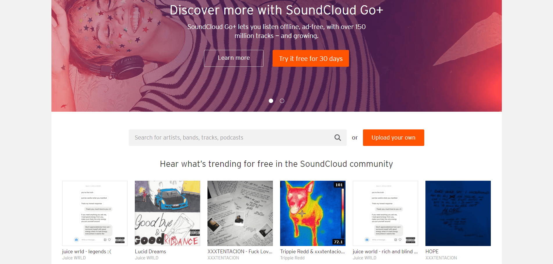 The SoundCloud website.