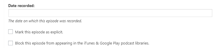 Additional podcast episode settings.